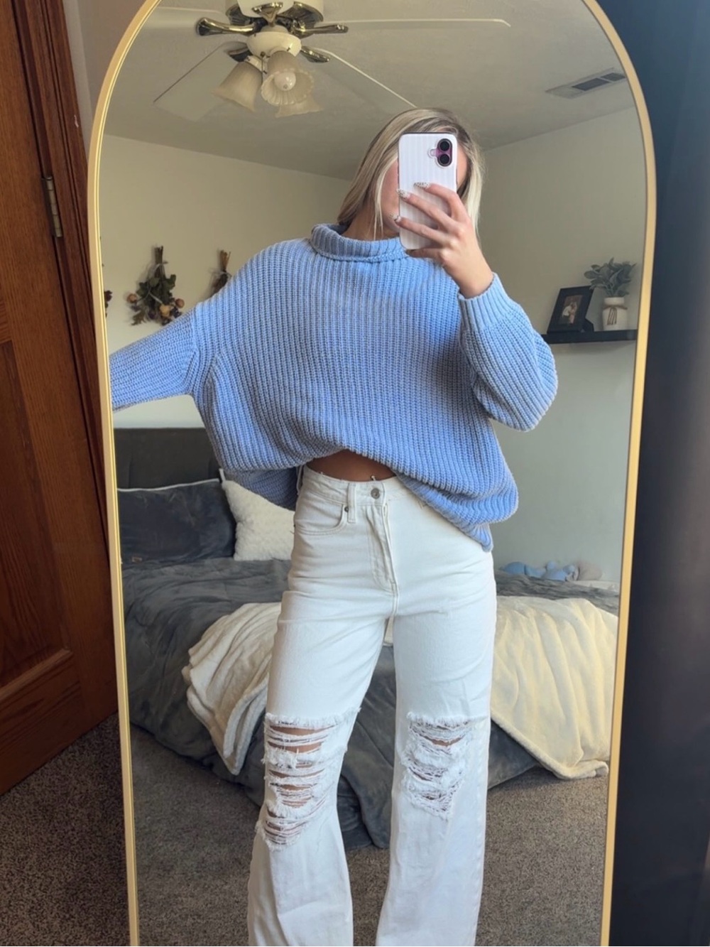 Cozy Oversized Light Blue Knit Sweater